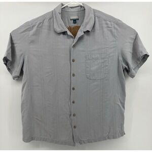 Breakwater Shirt Mens XL Gray 99% Silk Hawaiian Style Casual Button Up